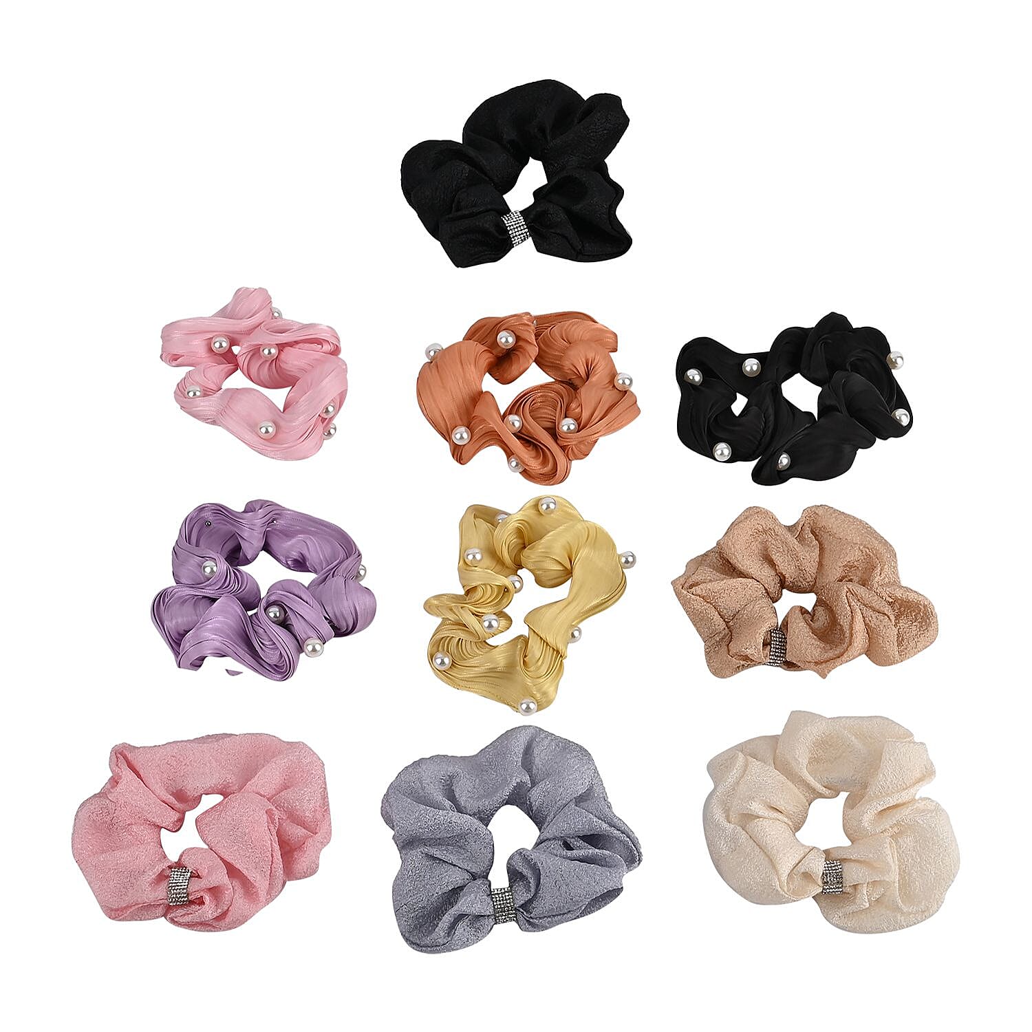 Set of 10 Hairband Embedded With Silver Pearls - Multi 7591562 0