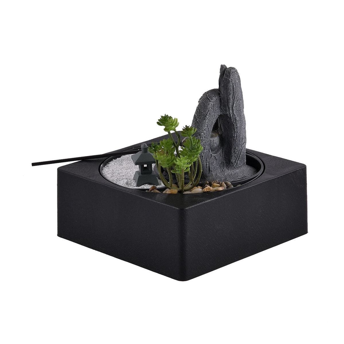 DIY - Cascading Buddha Fountain with LED Lights and USB Plug (Size 23x23x22 cm) - Grey 7595052 4