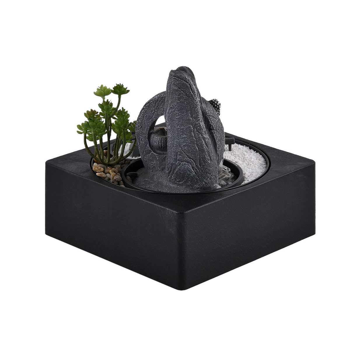 DIY - Cascading Buddha Fountain with LED Lights and USB Plug (Size 23x23x22 cm) - Grey 7595052 5