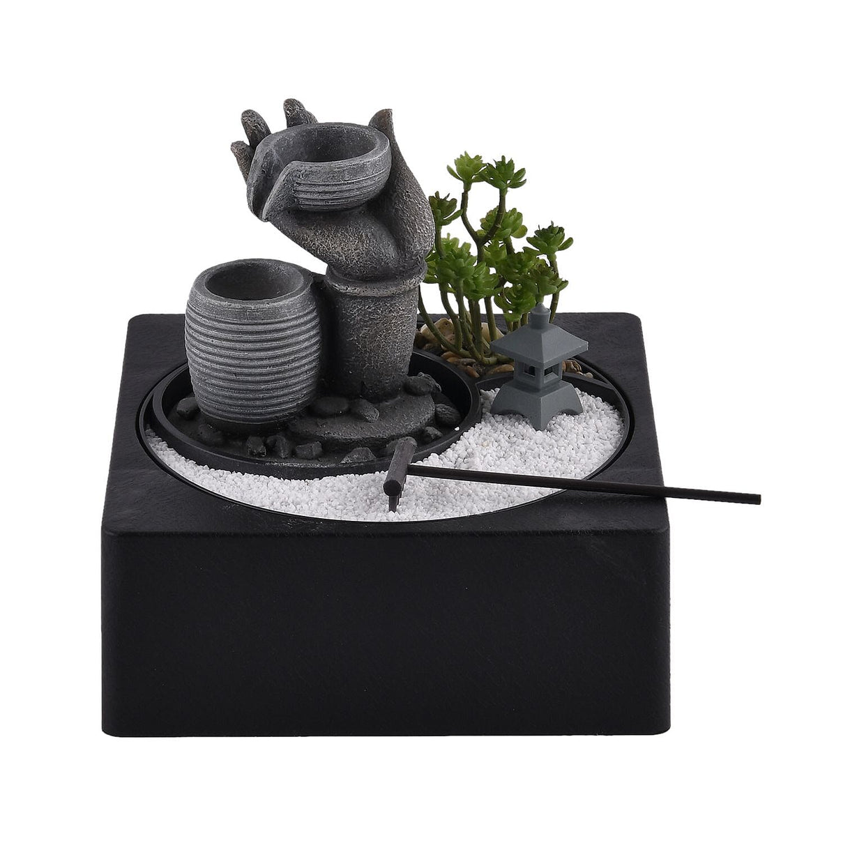 Buddha Water Fountain with LED Lights - Grey 7595064 0