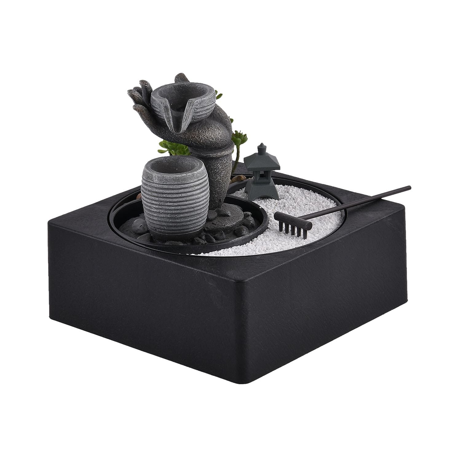 Buddha Water Fountain with LED Lights - Grey 7595064 2