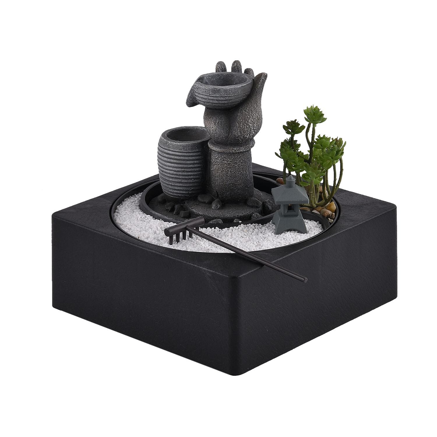 Buddha Water Fountain with LED Lights - Grey 7595064 3