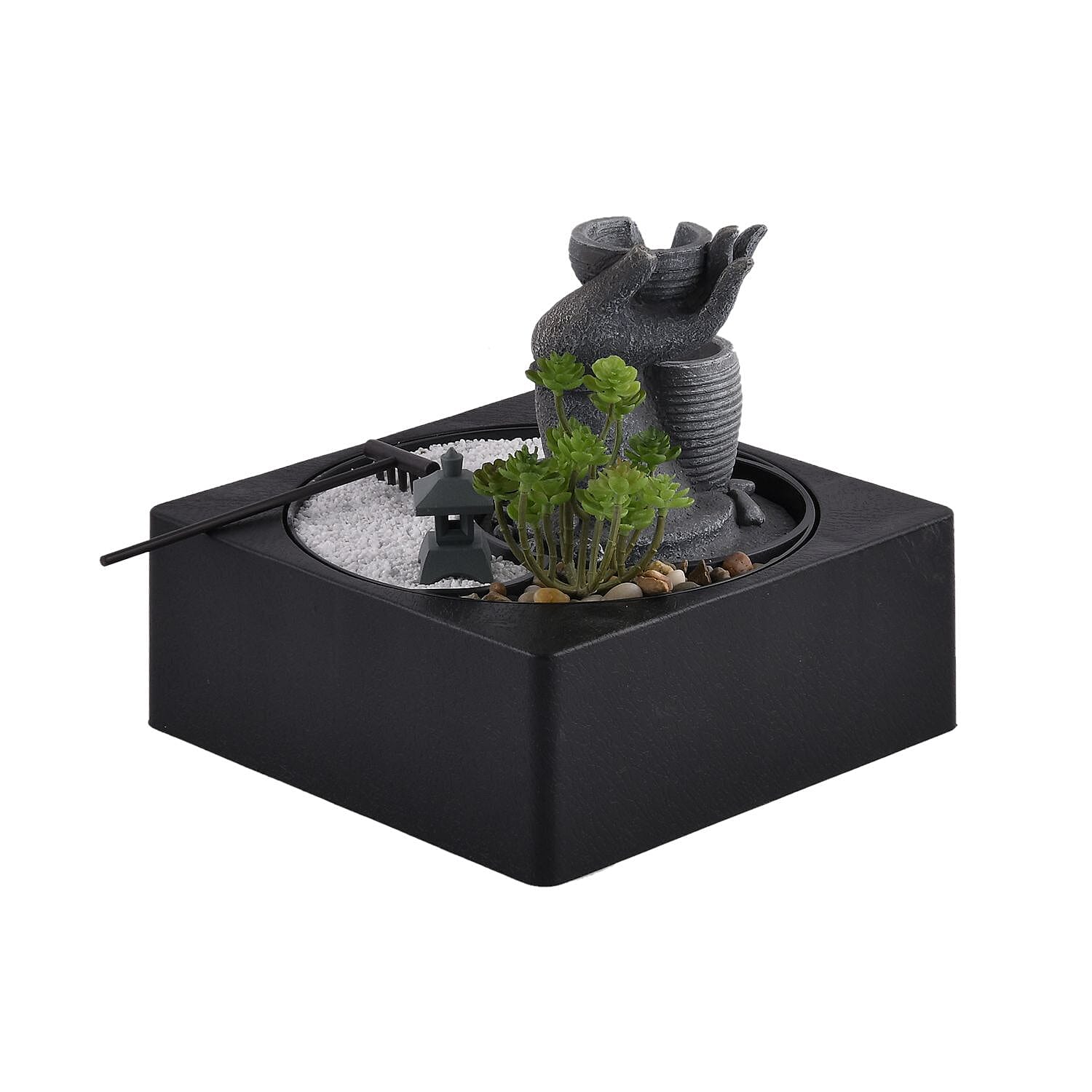 Buddha Water Fountain with LED Lights - Grey 7595064 4
