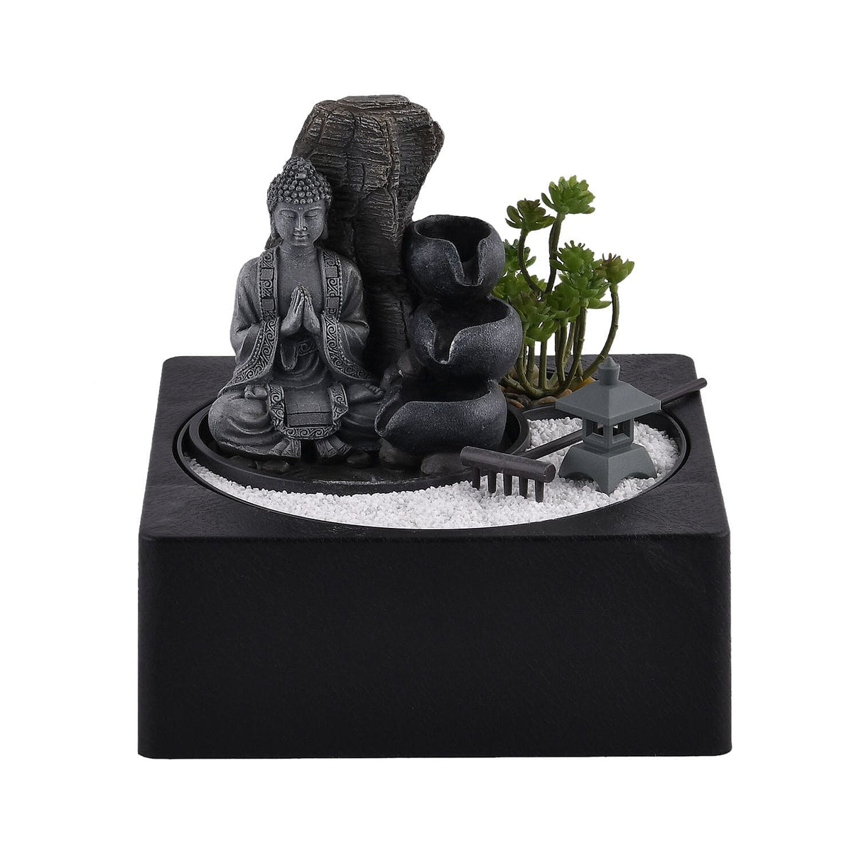 Praying Buddha Rock Garden Fountain with LED Lights - Praying 7595070 0