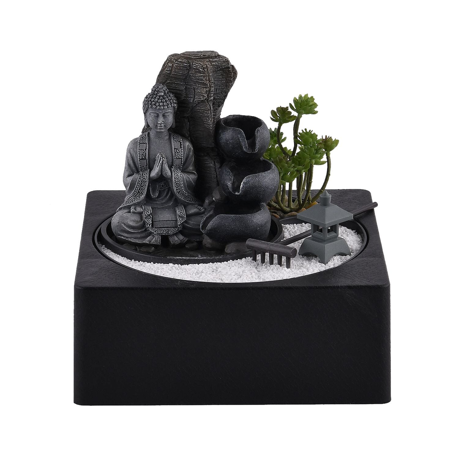 Praying Buddha Rock Garden Fountain with LED Lights - Praying 7595070 0