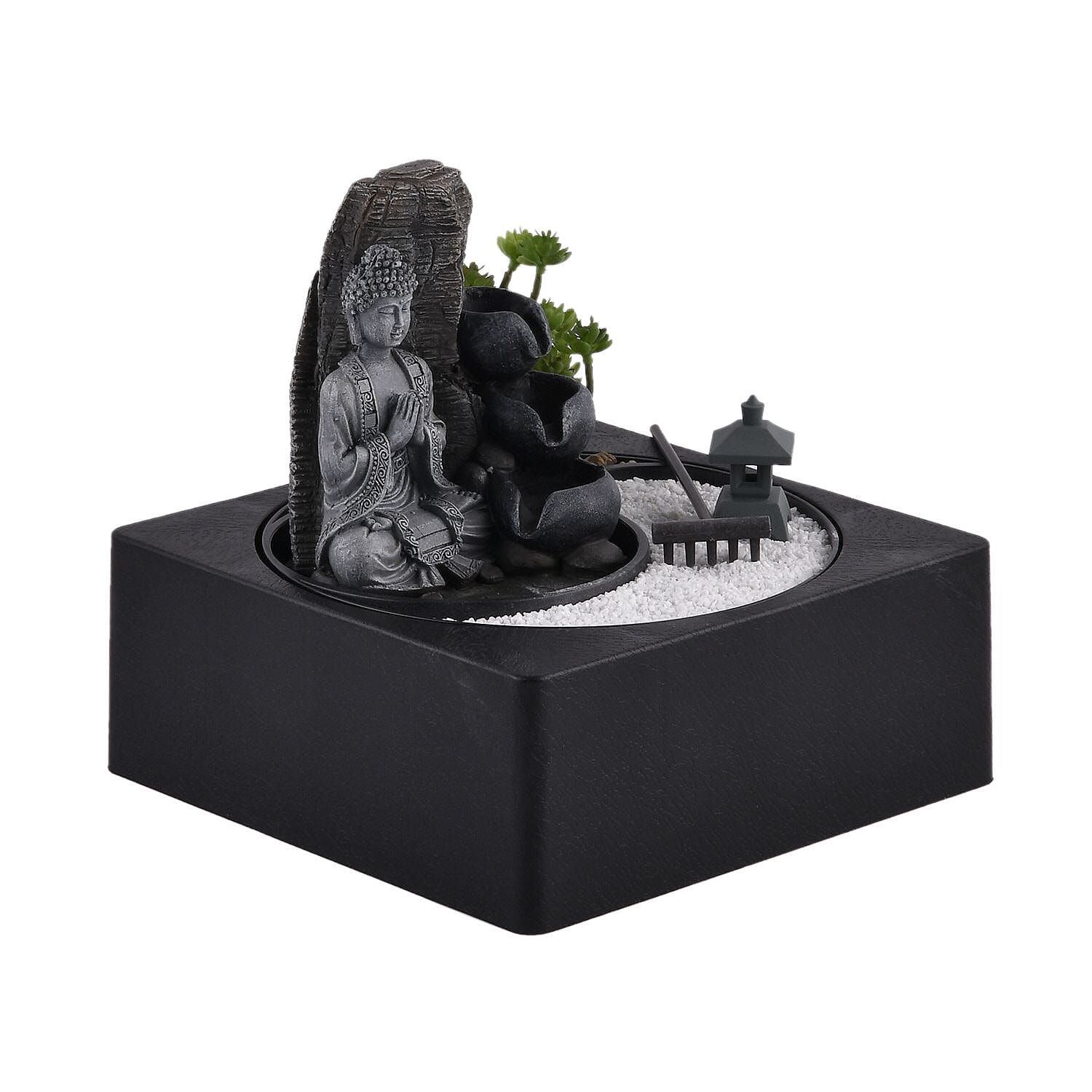 Praying Buddha Rock Garden Fountain with LED Lights - Praying 7595070 2