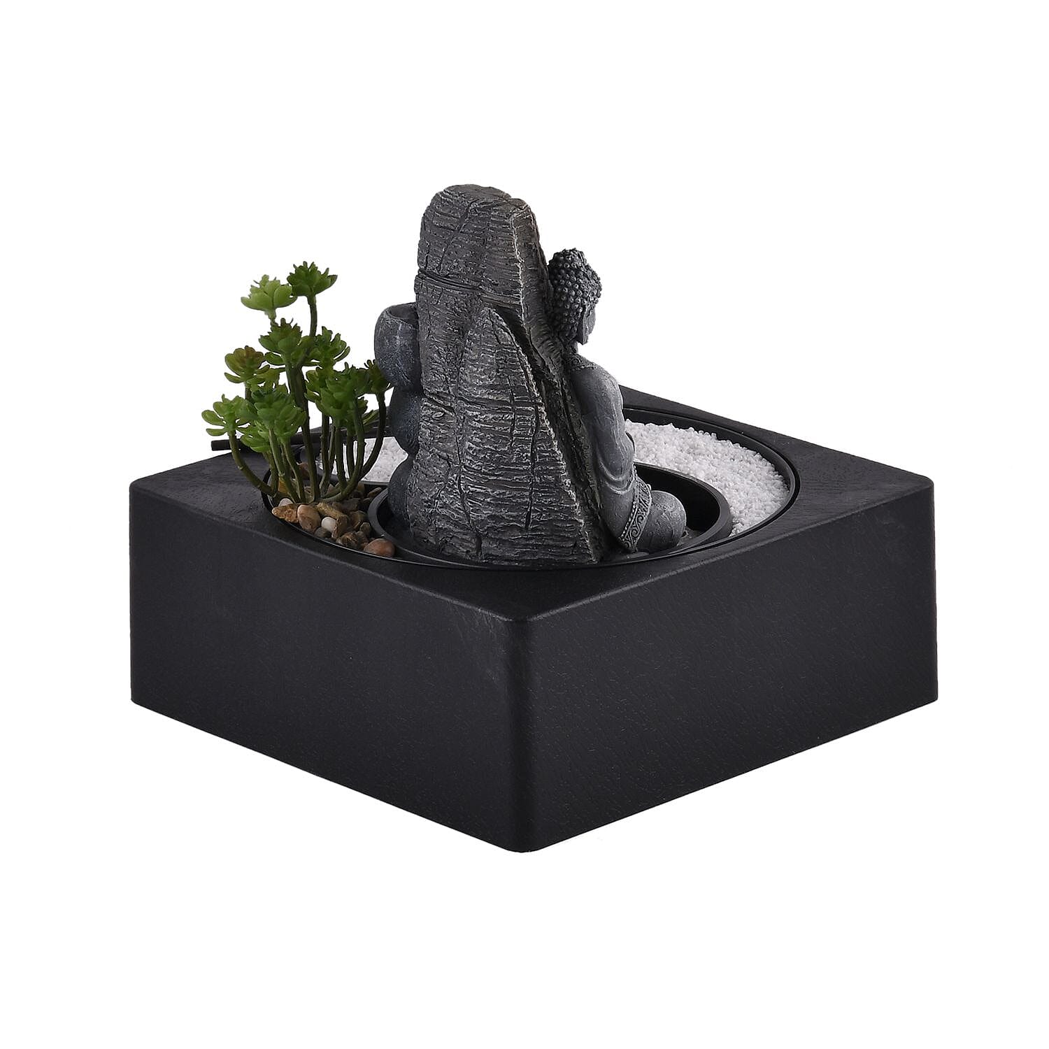 Praying Buddha Rock Garden Fountain with LED Lights - Praying 7595070 4