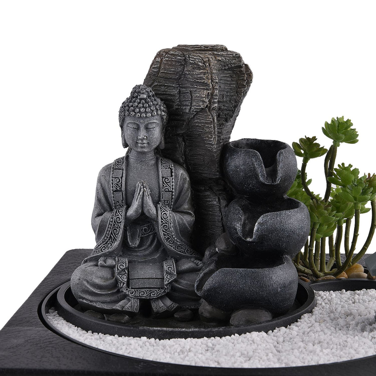 Praying Buddha Rock Garden Fountain with LED Lights - Praying 7595070 5