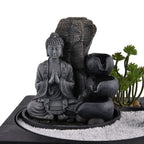 Praying Buddha Rock Garden Fountain with LED Lights - Praying