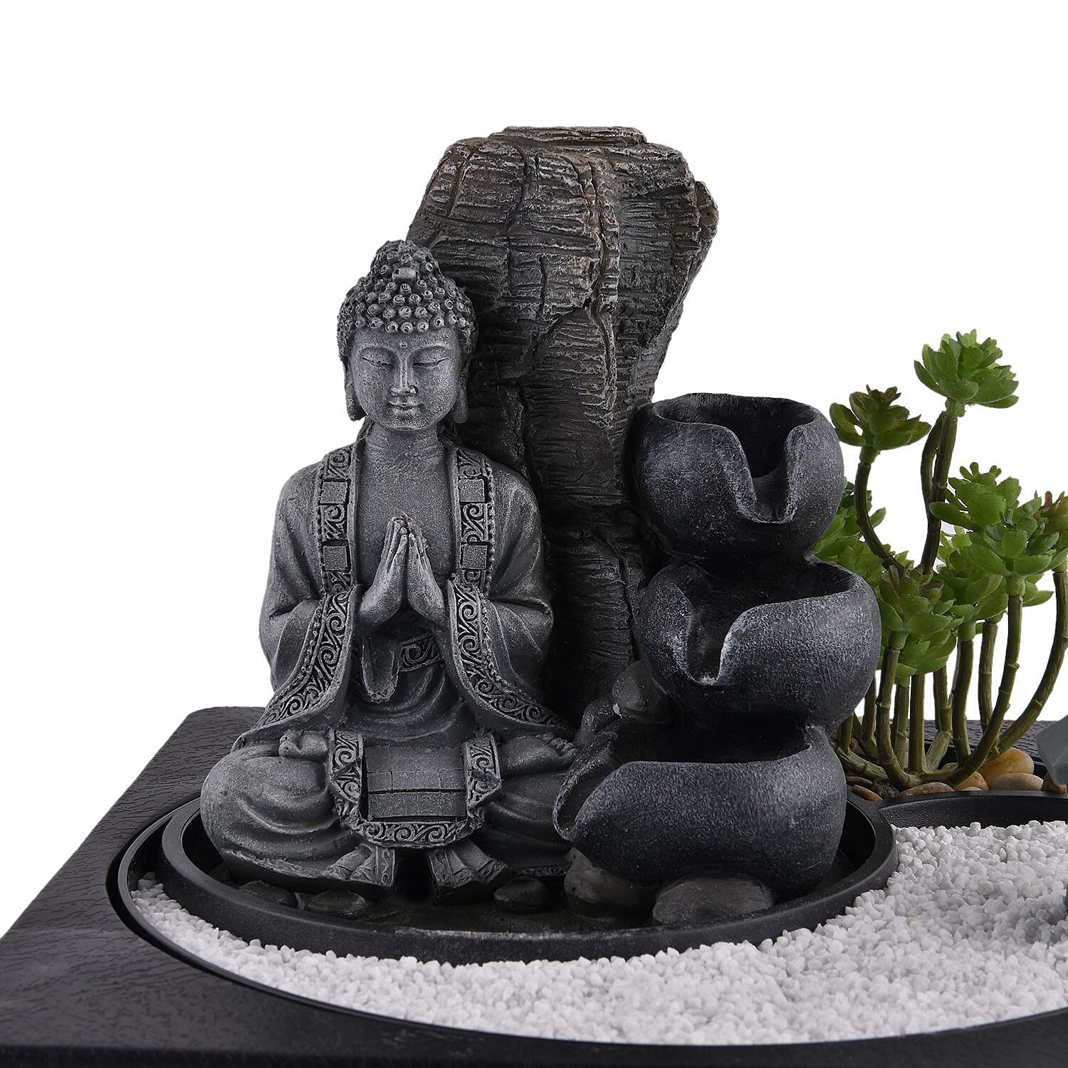 Praying Buddha Rock Garden Fountain with LED Lights - Praying 7595070 5
