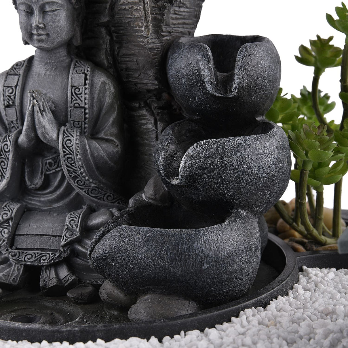 Praying Buddha Rock Garden Fountain with LED Lights - Praying 7595070 6