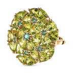 Hebei Peridot & Emerald Cluster Floral Ring in 18K Vermeil Yellow Gold Plated Sterling Silver 10.78 Ct.