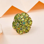 Hebei Peridot & Emerald Cluster Floral Ring in 18K Vermeil Yellow Gold Plated Sterling Silver 10.78 Ct.