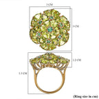 Hebei Peridot & Emerald Cluster Floral Ring in 18K Vermeil Yellow Gold Plated Sterling Silver 10.78 Ct.