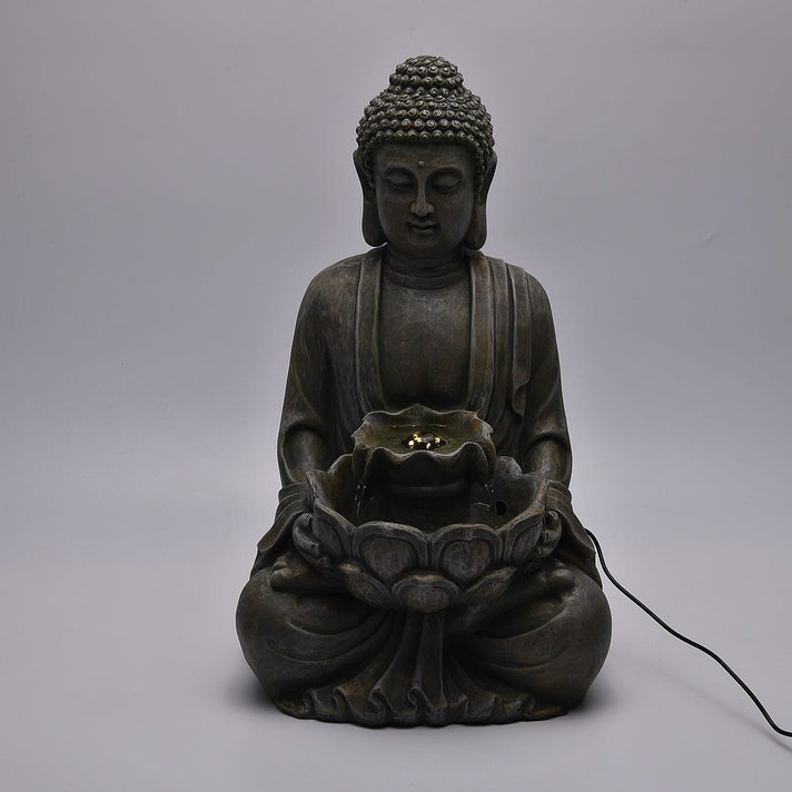 Solar Buddha with Lotus Flower Fountain &amp; LED Light 7595219 2