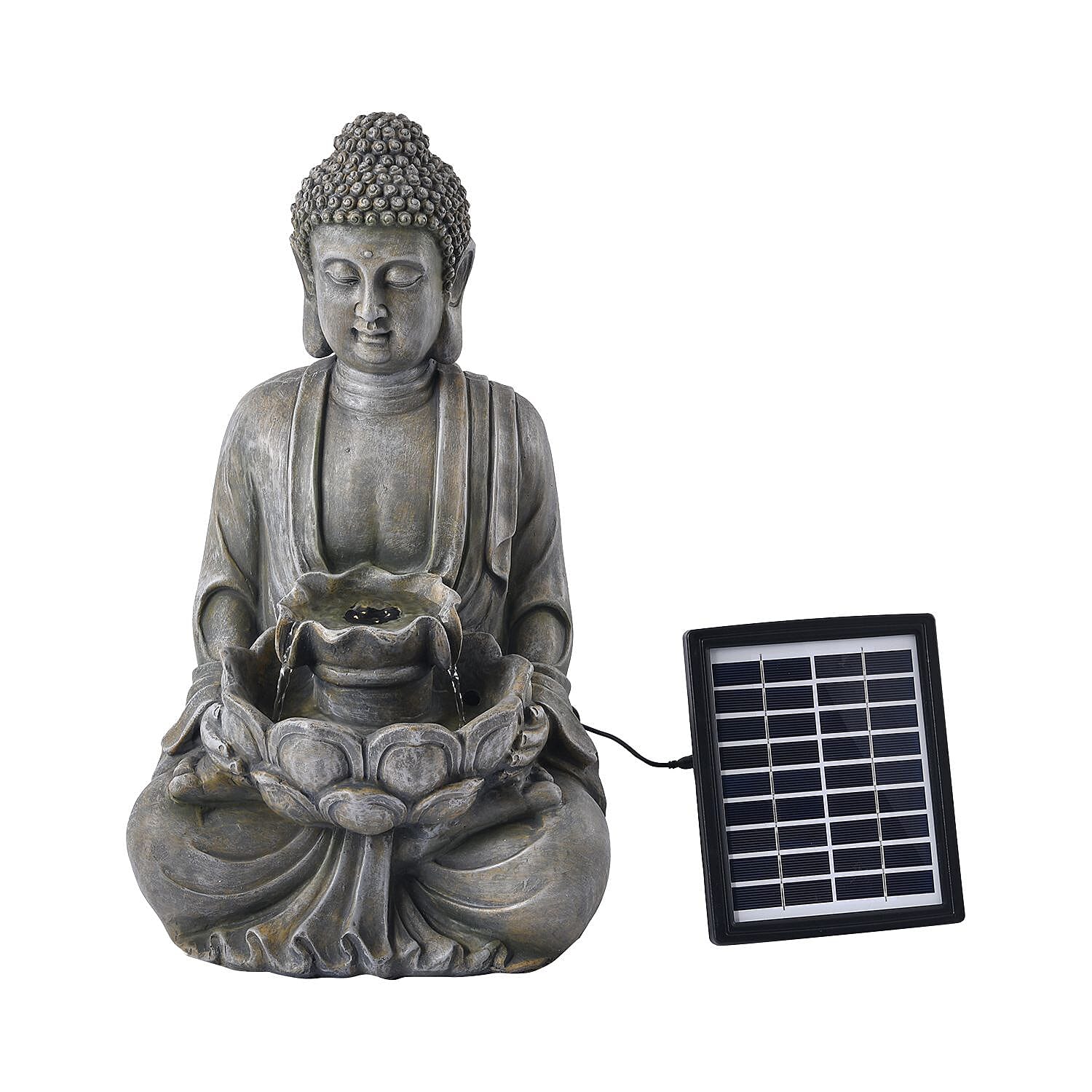 Solar Buddha with Lotus Flower Fountain &amp; LED Light 7595219 3