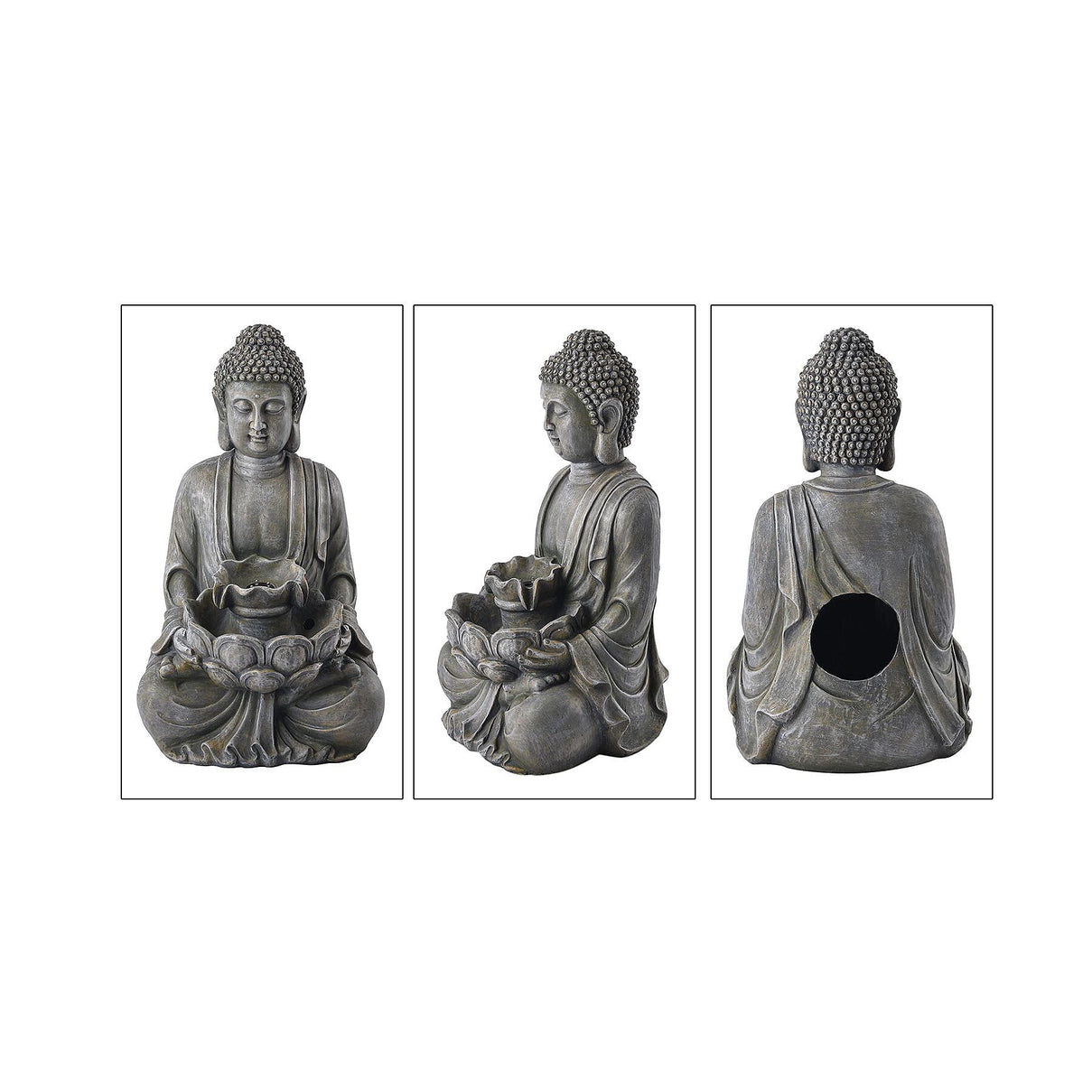 Solar Buddha with Lotus Flower Fountain &amp; LED Light 7595219 4