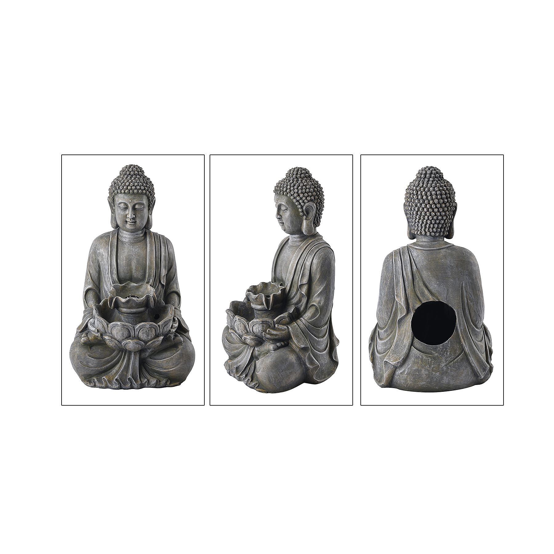 Solar Buddha with Lotus Flower Fountain &amp; LED Light 7595219 4