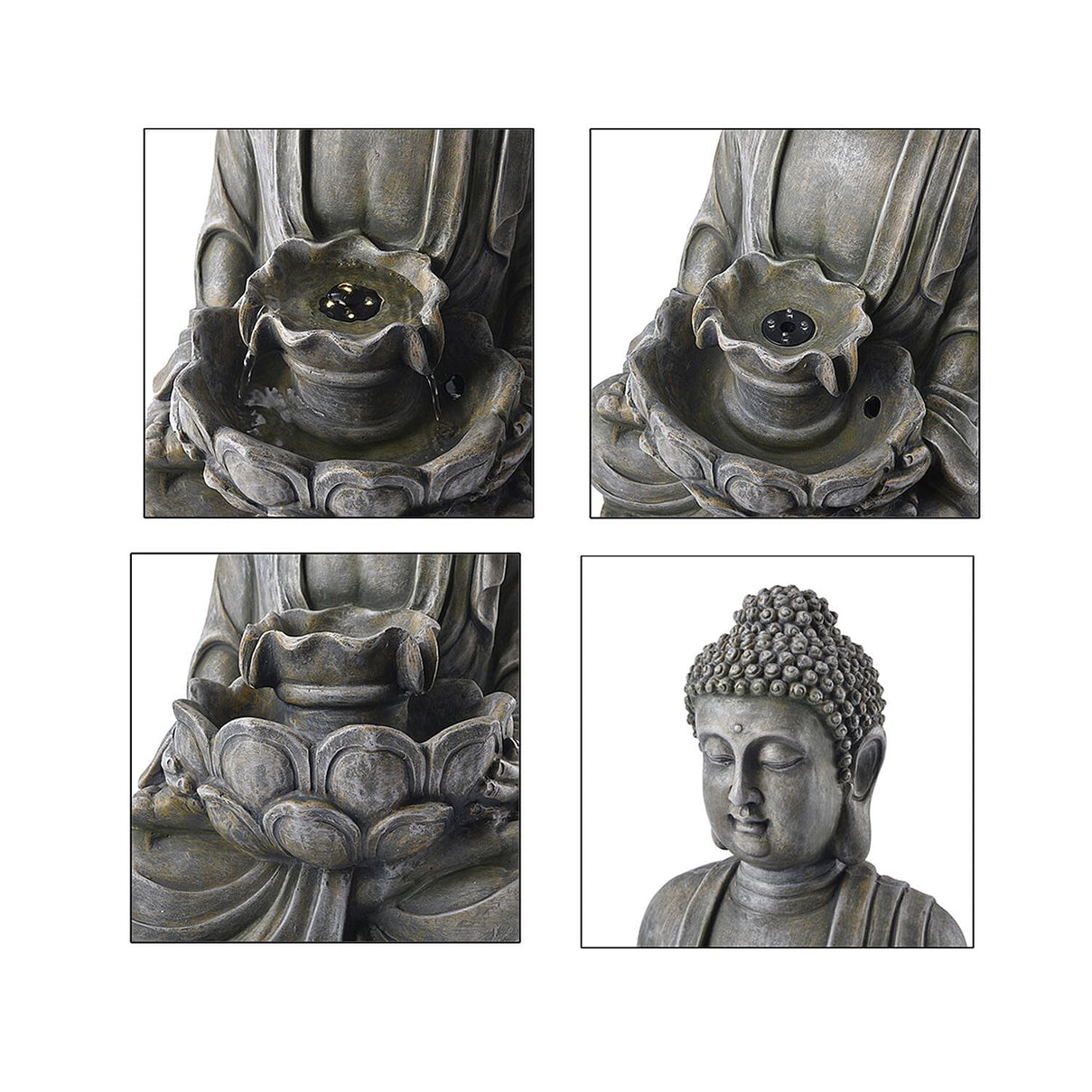 Solar Buddha with Lotus Flower Fountain &amp; LED Light 7595219 5
