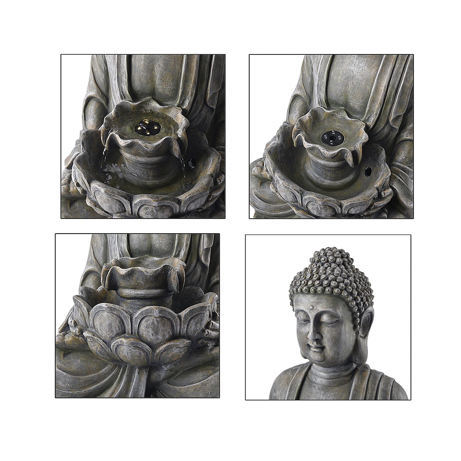Solar Buddha with Lotus Flower Fountain &amp; LED Light 7595219 5
