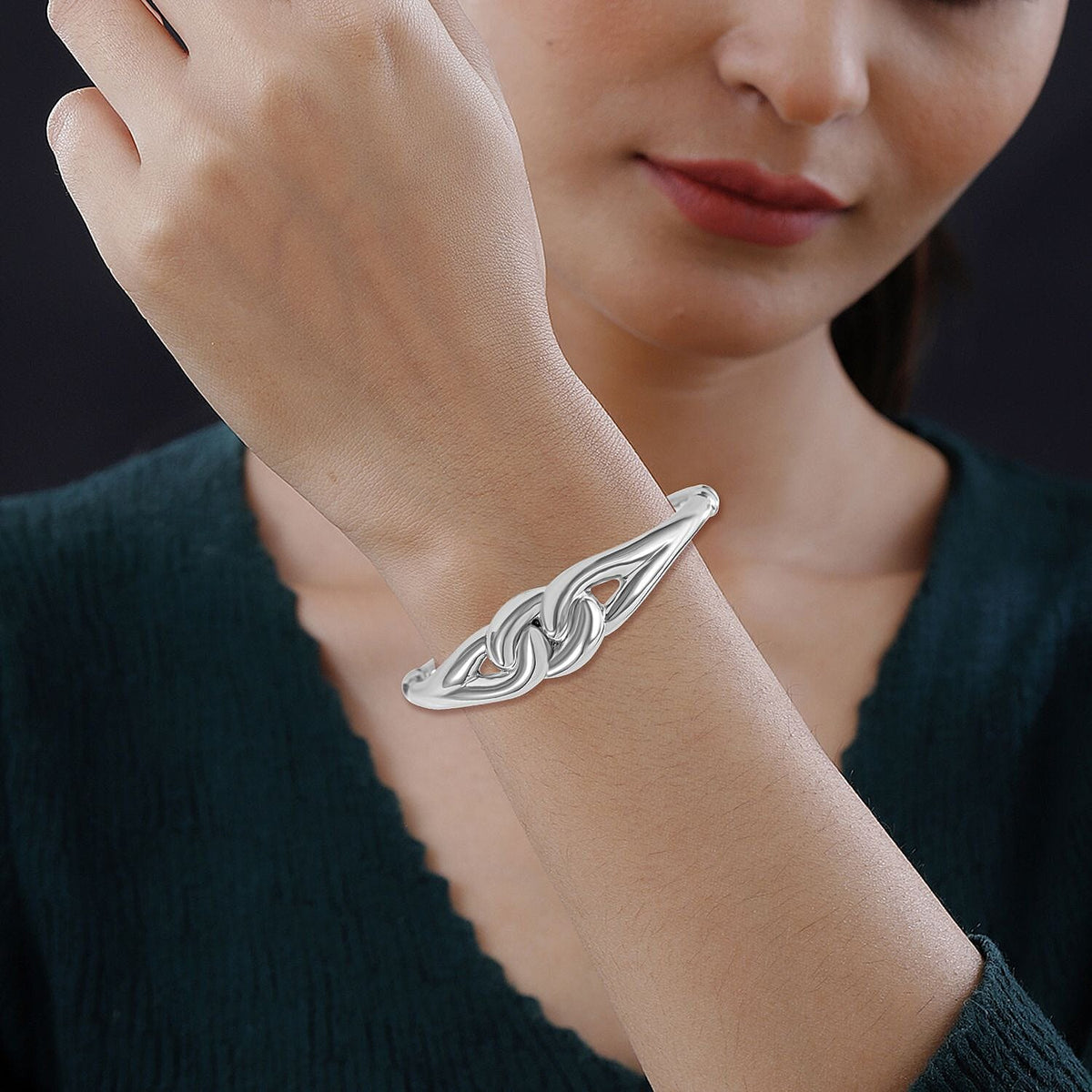 Designer Inspired -Sterling Silver Knot Bangle (Size - 7.5) 7595457 3