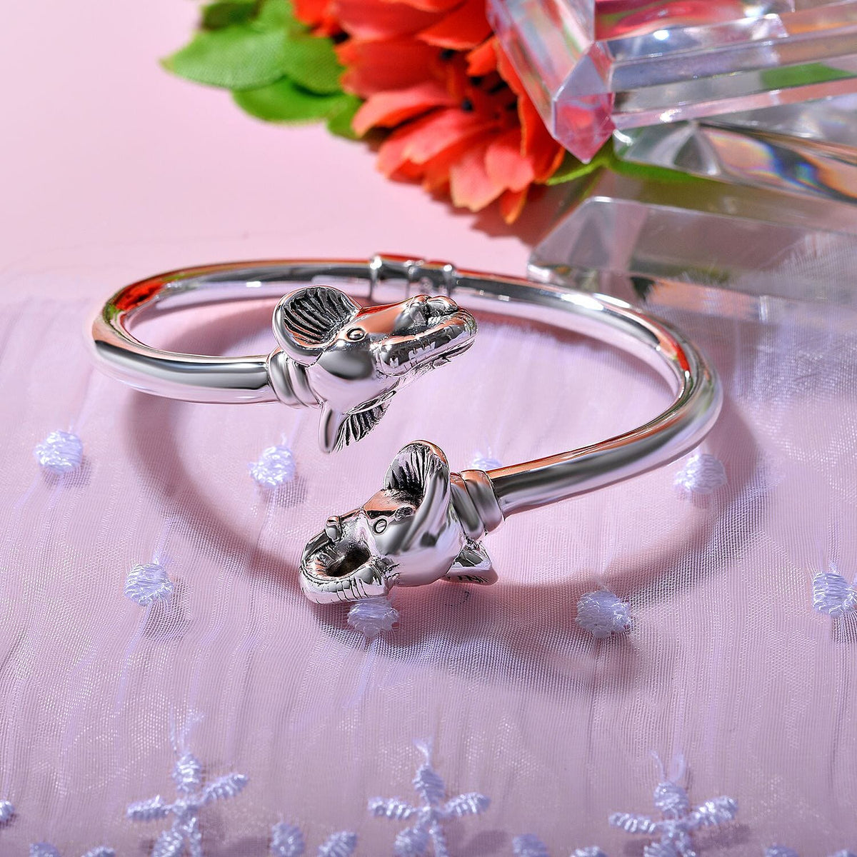 Bangkok Close Out Deal- Sterling Silver Elephant Bypass Bangle, Silver Wt. 13.65 Gms 7595476 2