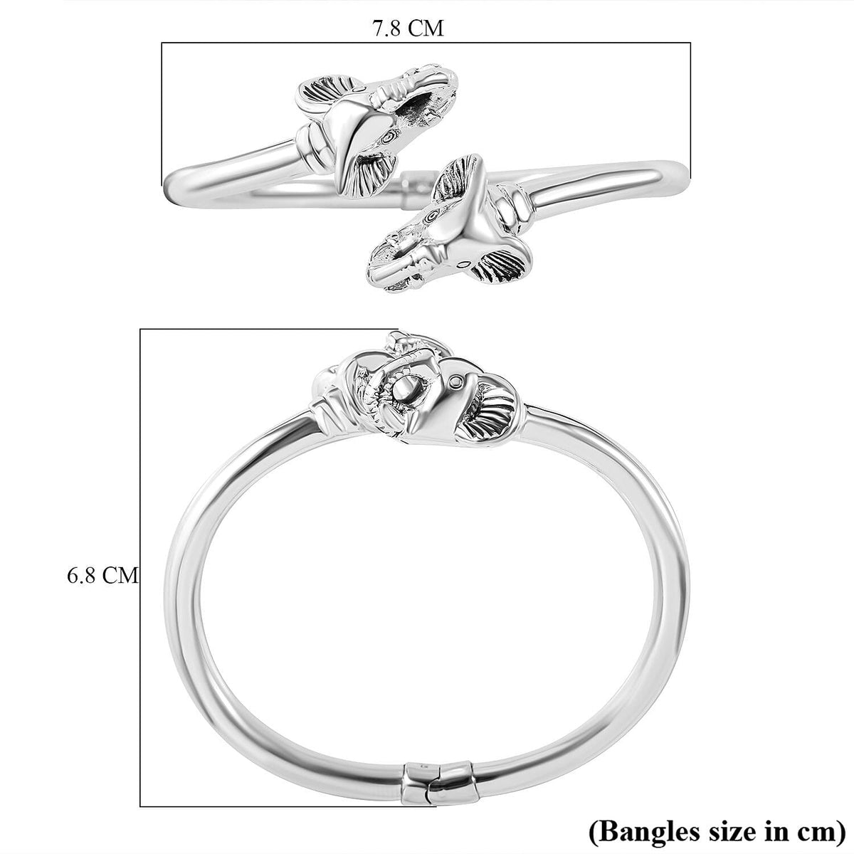 Bangkok Close Out Deal- Sterling Silver Elephant Bypass Bangle, Silver Wt. 13.65 Gms 7595476 5