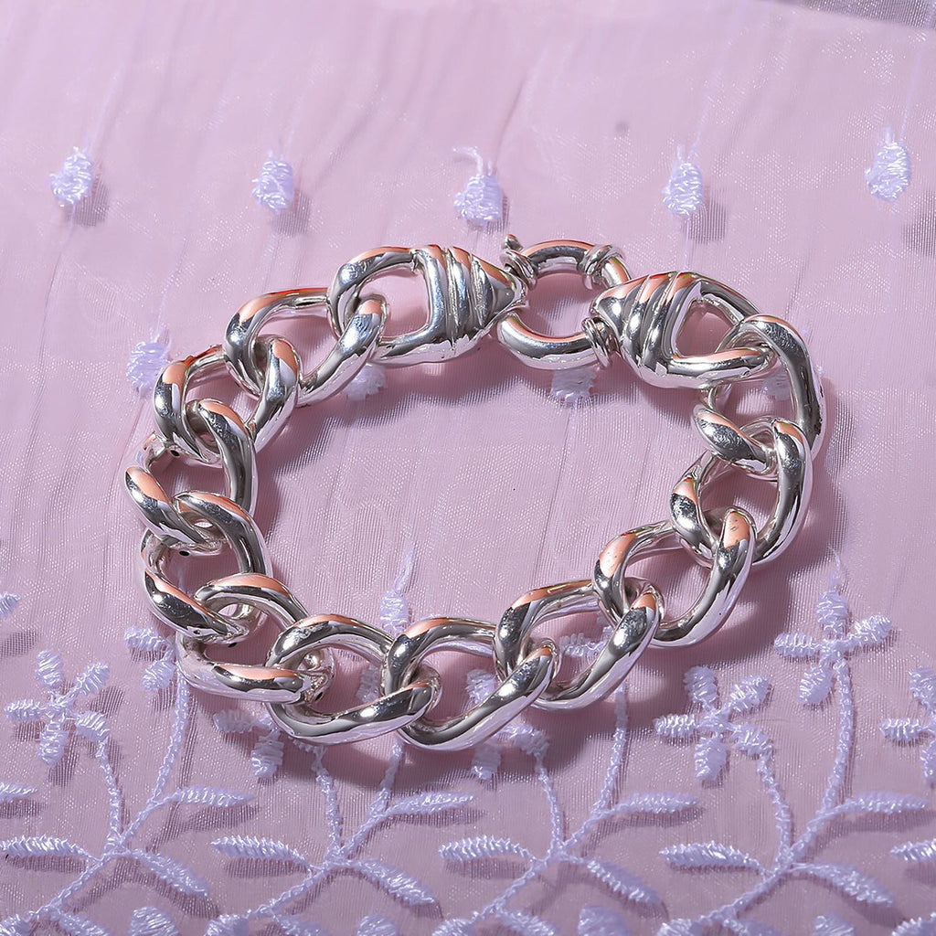Royal Bali Collection - Sterling Silver Curb Bracelet (Size - 7.5), Silver Wt. 20.90 Gms