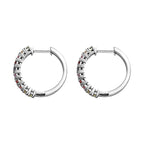 Multi Sapphire Half Hoop Earrings in Platinum Overlay Sterling Silver 1.52 Ct