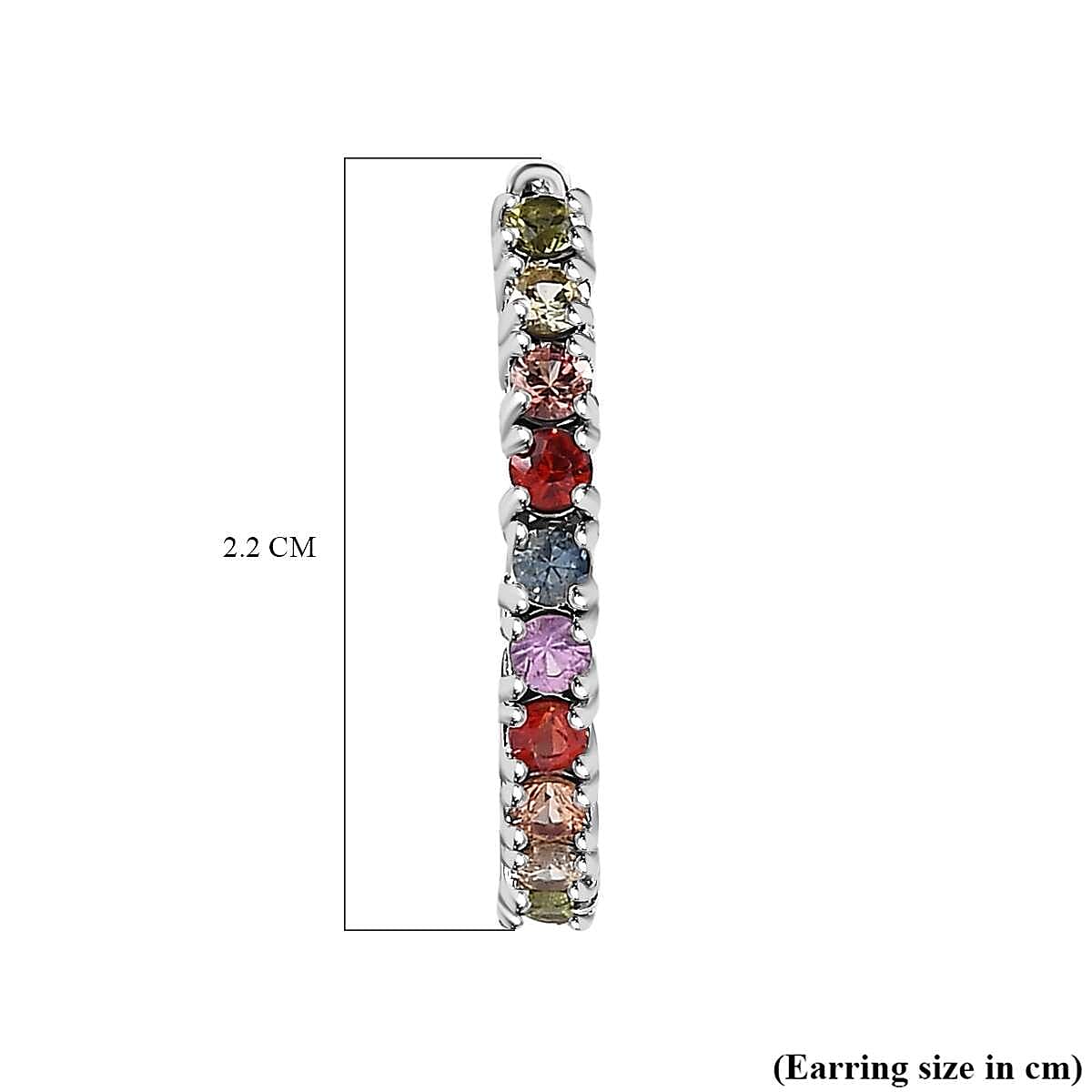 Multi Sapphire Half Hoop Earrings in Platinum Overlay Sterling Silver 1.52 Ct 7606160 4
