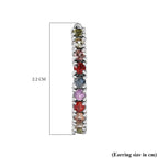 Multi Sapphire Half Hoop Earrings in Platinum Overlay Sterling Silver 1.52 Ct