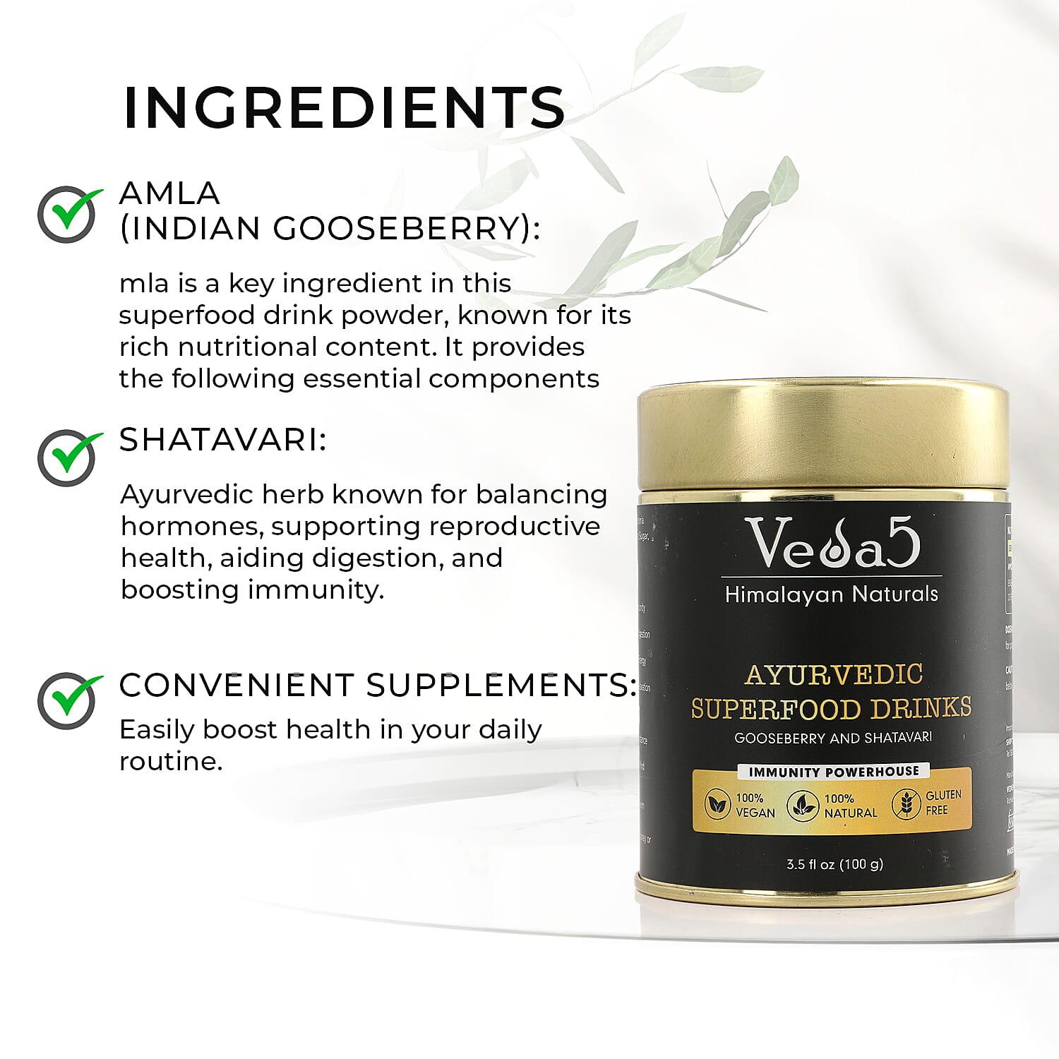 Veda 5 Amla - Shatavari Supplements - 100 Gms 7607029 4