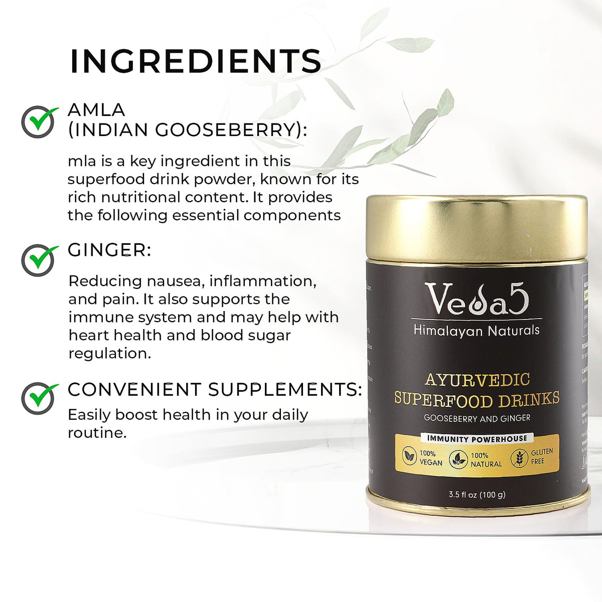 Veda 5 Amla - Ginger Supplements - 100 Gms 7607030 4