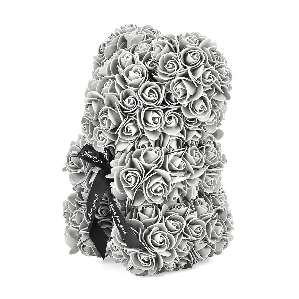Artificial Rose Flower Teddy Bear - Grey V32490606 0