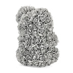 Handcrafted Faux Rose Flower Bear with Bow - Grey