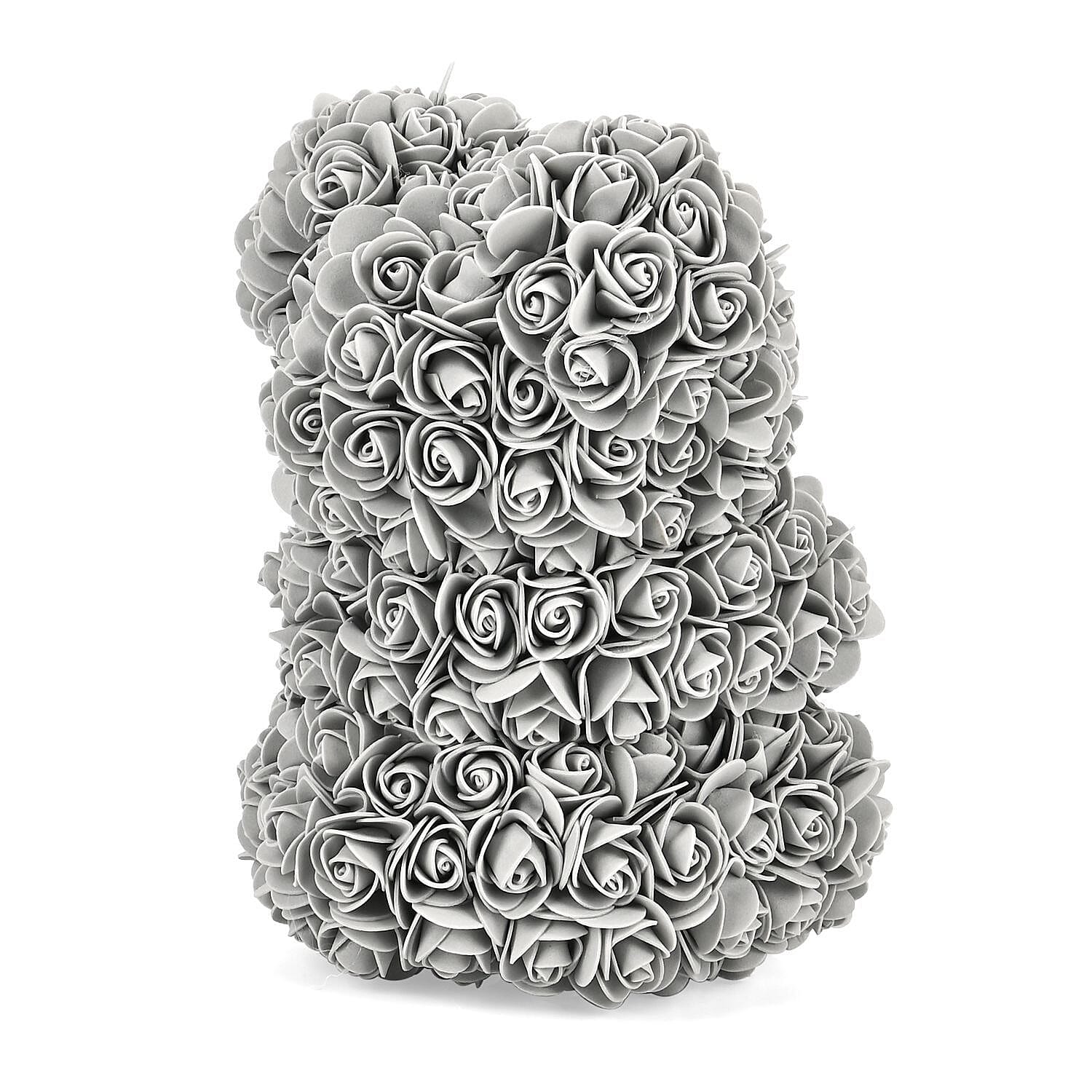 Artificial Rose Flower Teddy Bear - Grey V32490606 3