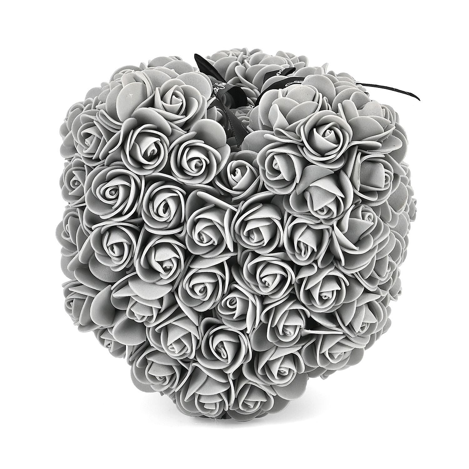 Artificial Rose Flower Teddy Bear - Grey V32490606 4