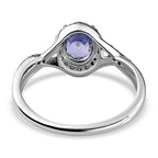 9K White Gold Blue Ceylon Sapphire & Diamond Solitaire Ring 1.20 Ct