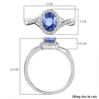 9K White Gold Blue Ceylon Sapphire & Diamond Solitaire Ring 1.20 Ct