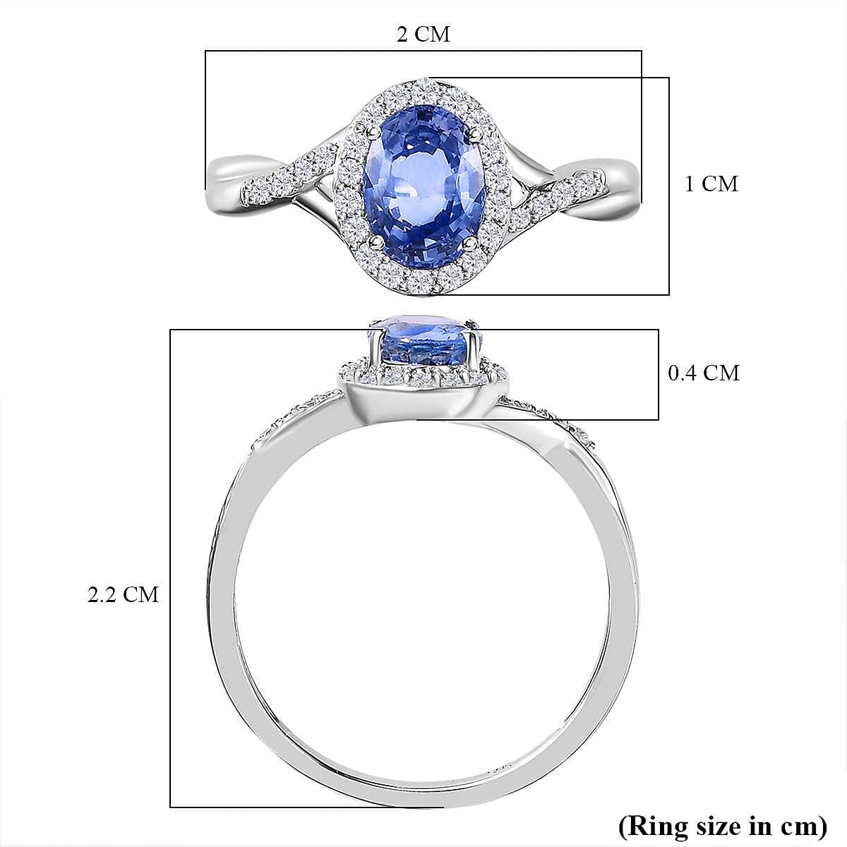 9K White Gold Blue Ceylon Sapphire and Diamond Solitaire Wedding Band Ring 1.20 Ct 7611890 5