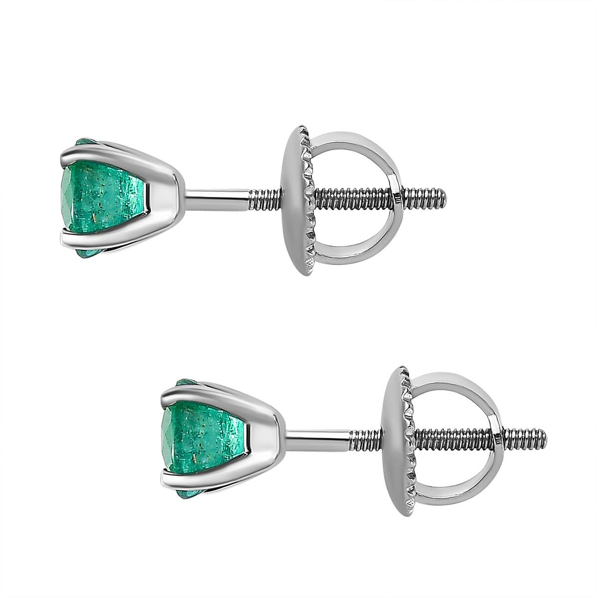 950 Platinum AAA Gemfield Emerald Solitaire Earrings 1.00 Ct. 7612513 4