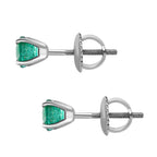 950 Platinum AAA Gemfield Emerald Solitaire Earrings 1.00 Ct.