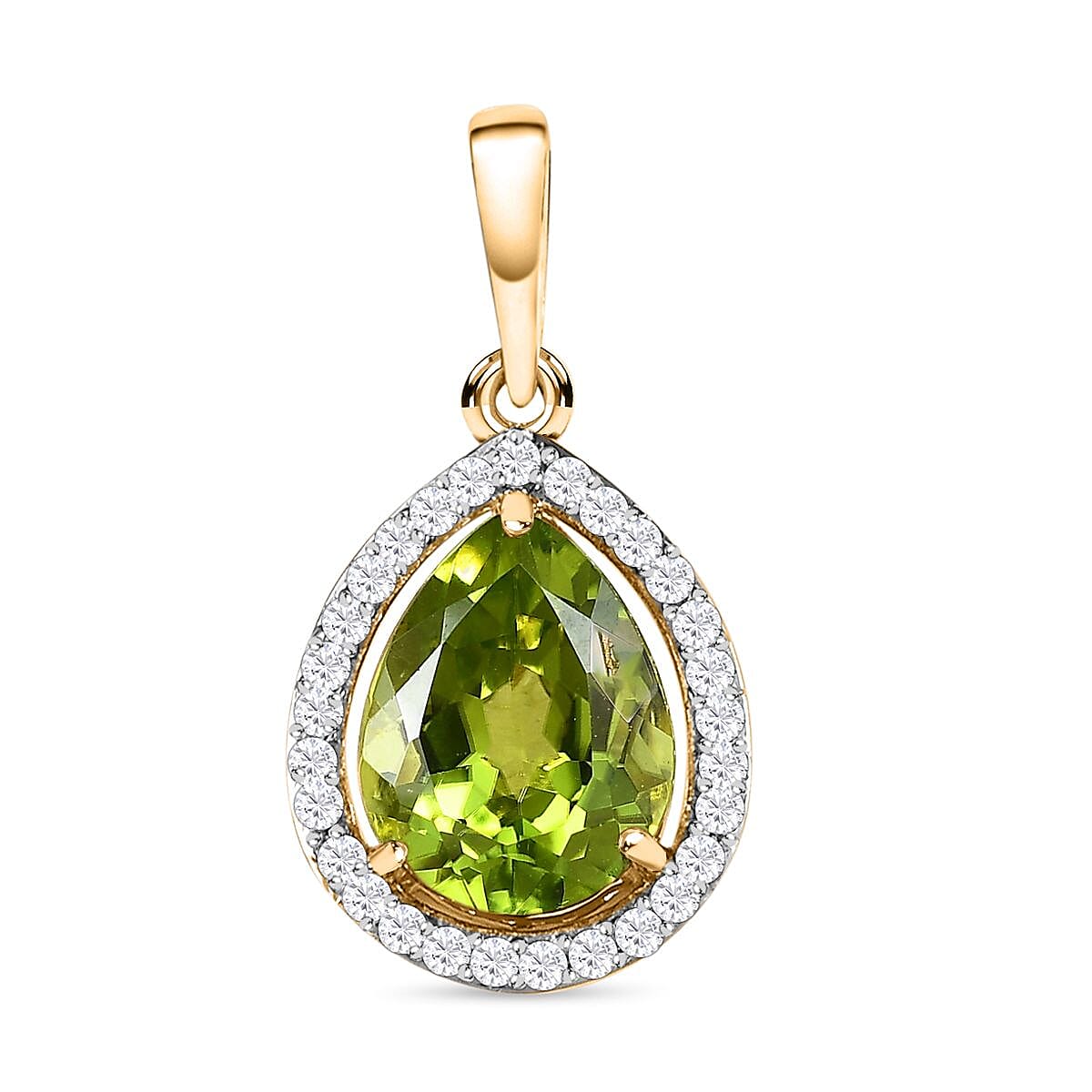 9K Yellow Gold Hebei Peridot &amp; Natural Zircon Pendant 2.00 Ct. 7616089 0