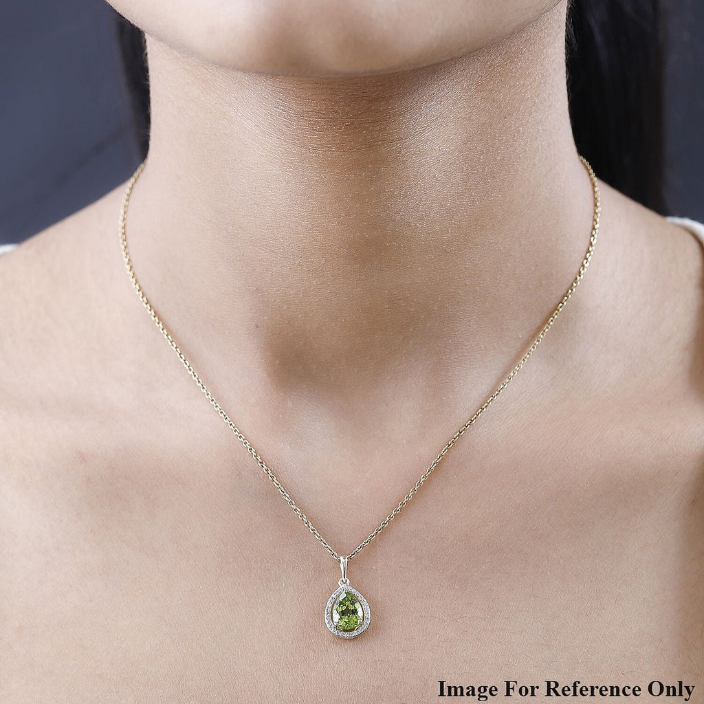 9K Yellow Gold Hebei Peridot & Natural Zircon Pendant 2.00 Ct.