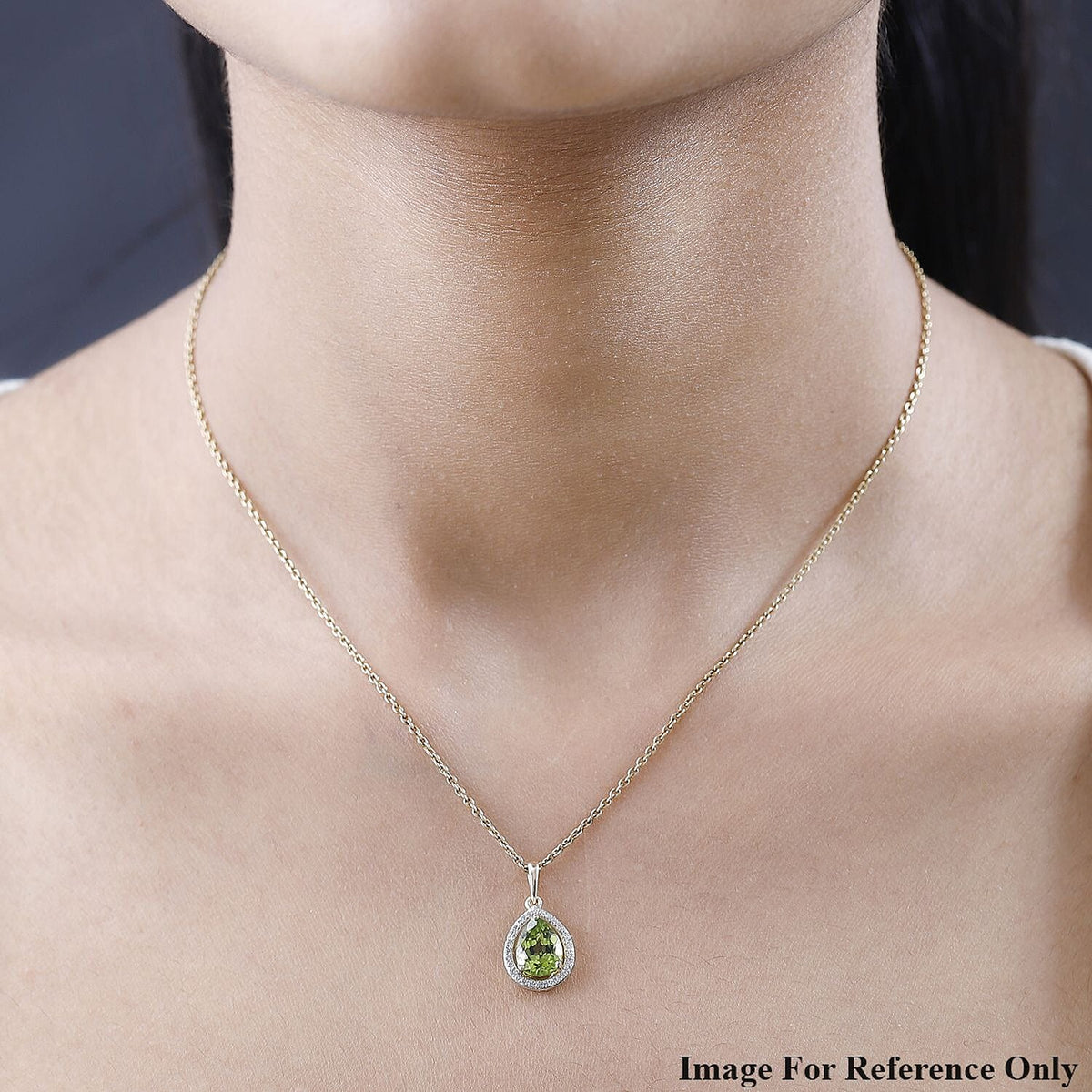 9K Yellow Gold Hebei Peridot &amp; Natural Zircon Pendant 2.00 Ct. 7616089 1
