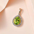9K Yellow Gold Hebei Peridot & Natural Zircon Pendant 2.00 Ct.