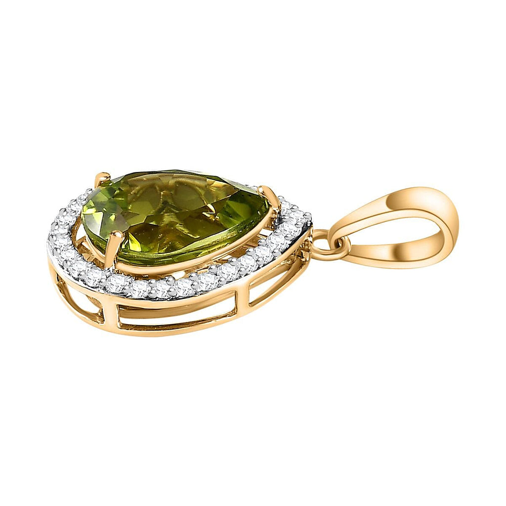 9K Yellow Gold Hebei Peridot & Natural Zircon Pendant 2.00 Ct.