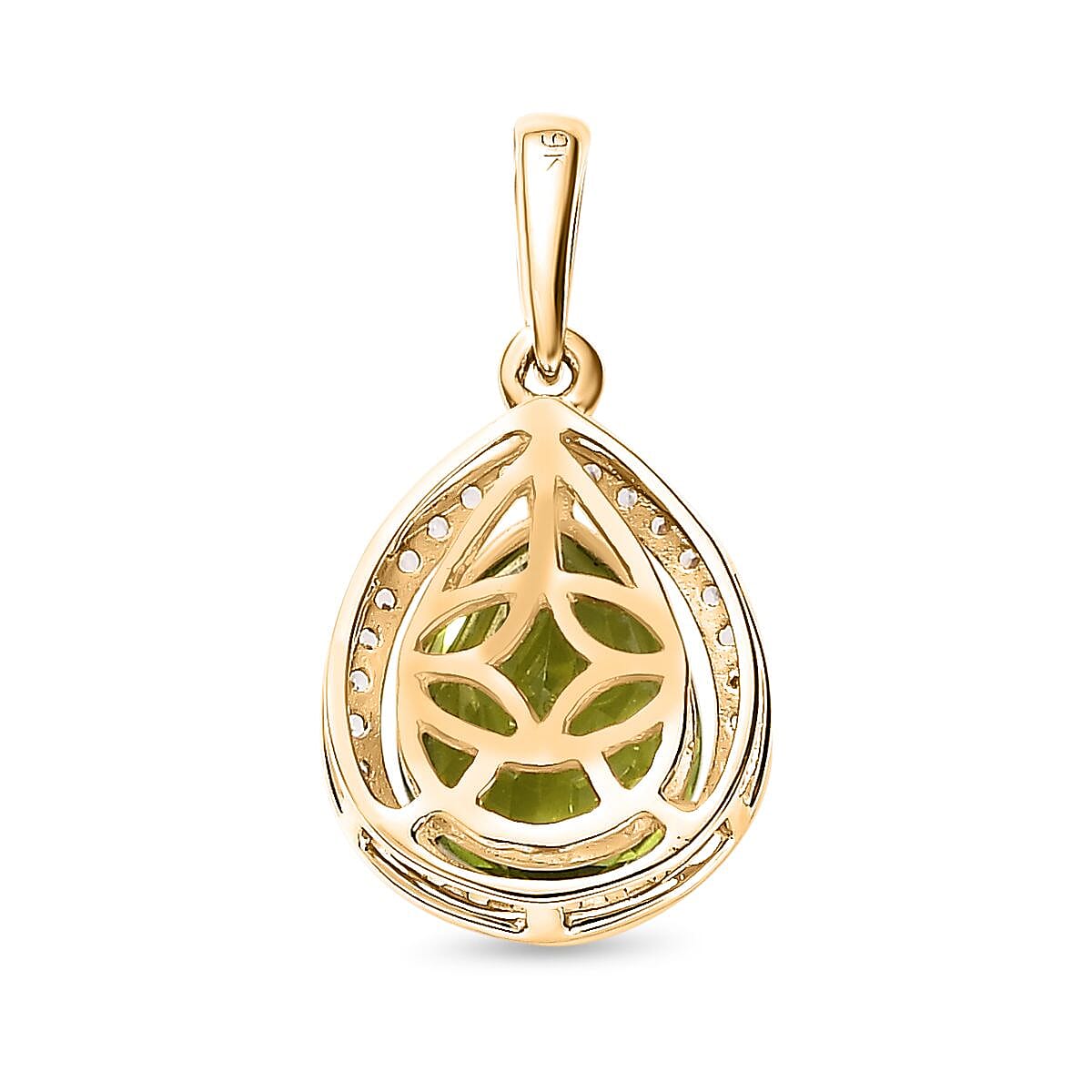 9K Yellow Gold Hebei Peridot &amp; Natural Zircon Pendant 2.00 Ct. 7616089 4