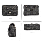 Closeout Deal- Combo Pack - Classic Checkered Pattern Shoulder Bag with Chain Strap - a Newsboy Cap - Black