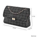 Closeout Deal- Combo Pack - Classic Checkered Pattern Shoulder Bag with Chain Strap - a Newsboy Cap - Black